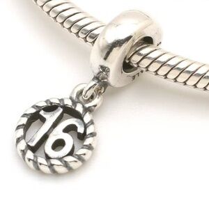 Authentic Pandora Retired ‘Sweet 16’ Dangle S925 Sterling Silver Charm